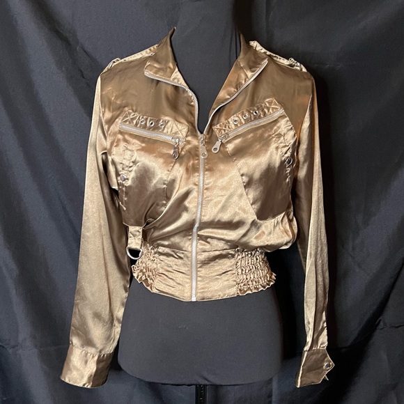 Cropped satin jacket by Mileage SZ S - Picture 2 of 8